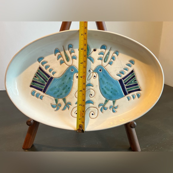 VTG CERASARDA Hand Made In ITALY LE PAVONCELLE 2 BIRD OVAL PLATE. Very Rare - Picture 2 of 5